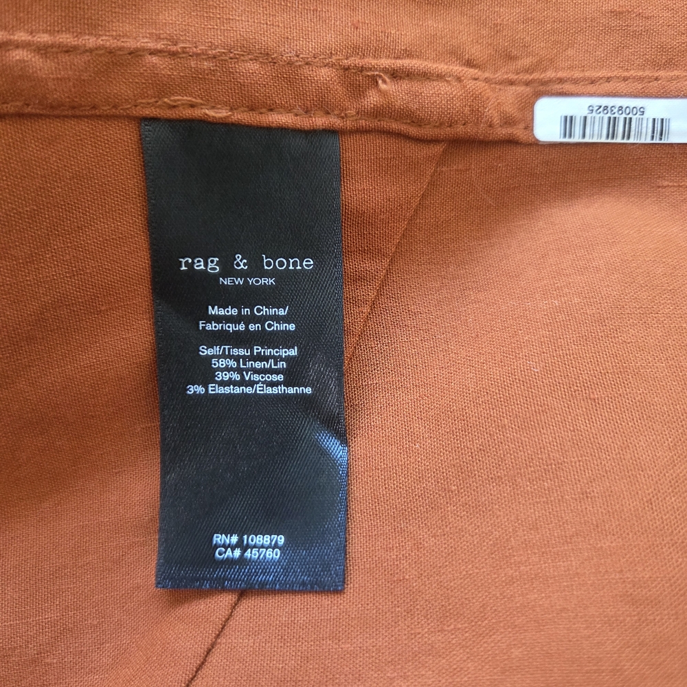 EUC Rag & Bone M65 Cropped Linen Blend Field Jacket in Rust Orange, Size Small - Picture 8 of 9